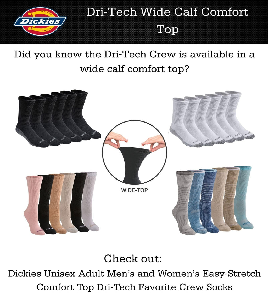 Calcetines Dickies Dri-tech Original para hombre con control de humedad, estilo crew, disponibles en tallas M-XXL (paquetes de 6, 12 y 18 pares)