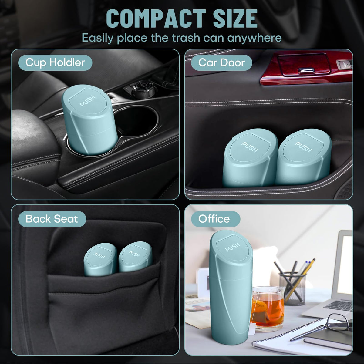 🚗 Bote de Basura para Coche con Tapa — Antiderrames + 20 Bolsas Incluidas