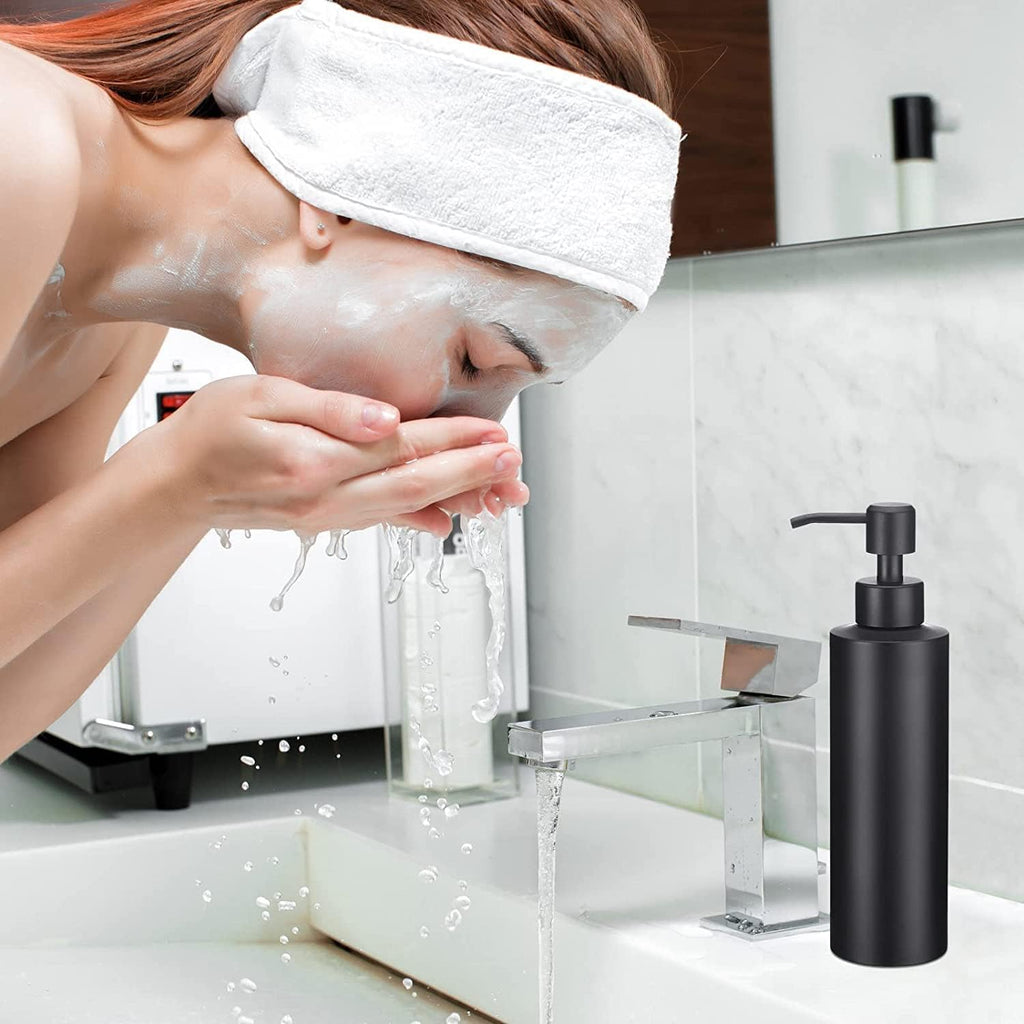 Timotech Dispensador de jabón de Acero Inoxidable de 12 onzas (2 Piezas) Dispensador de Jabón de Metal Negro Mate, Dispensador de jabón con Bomba, Contenedor de jabón para Cocina y baño