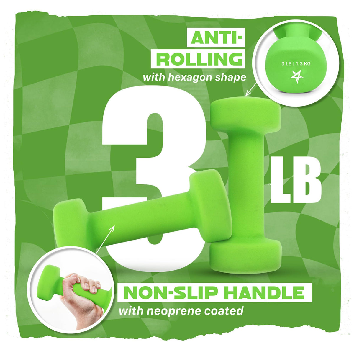 Yes4All Neopreno Recubierto Mancuernas De Mano Juegos De 2 - Múltiples Opciones De Peso Con 15 Colores, Anti-Roll, Antideslizante, Forma Hexagonal