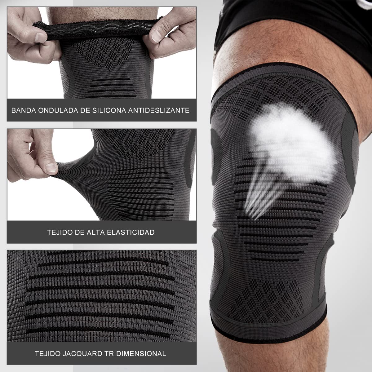 Rodilleras Deportivas DQST – Soporte Antideslizante Elástico | Gym, Voleibol y Running