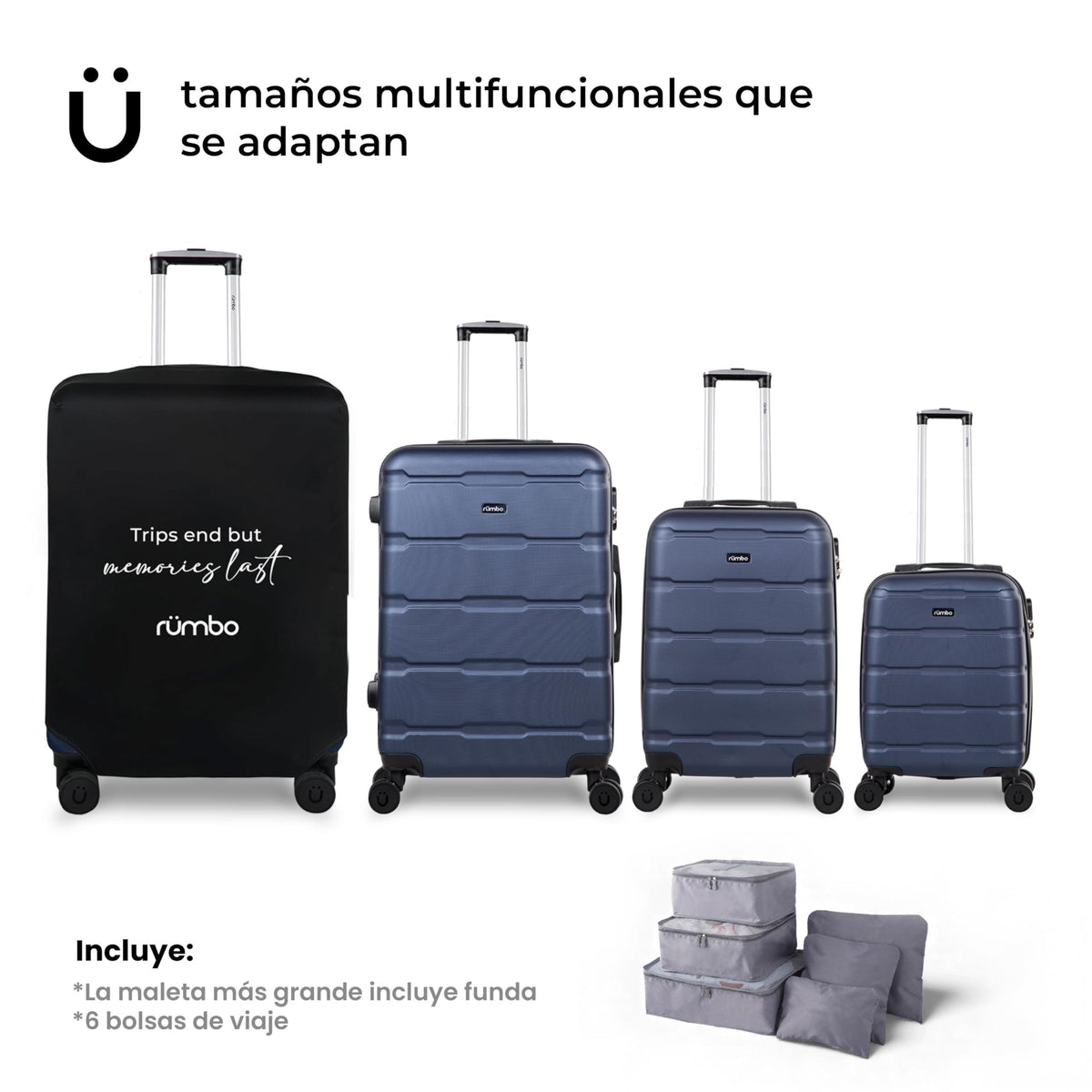 RUMBO Maleta 20 Pulgadas para Cabina Avión 55 × 40 × 25 con Candado