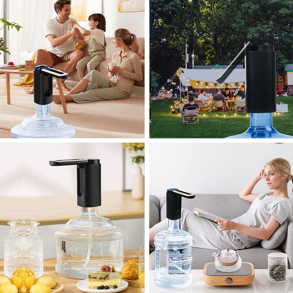 Dispensador de Agua Garrafón Plegable con 3 Modos y Luz LED, Bomba de Agua de Inalámbrica Recargable Portátil, Despachador de Agua Automático Rápido para Botellas de Galón de 4.5L a 20L