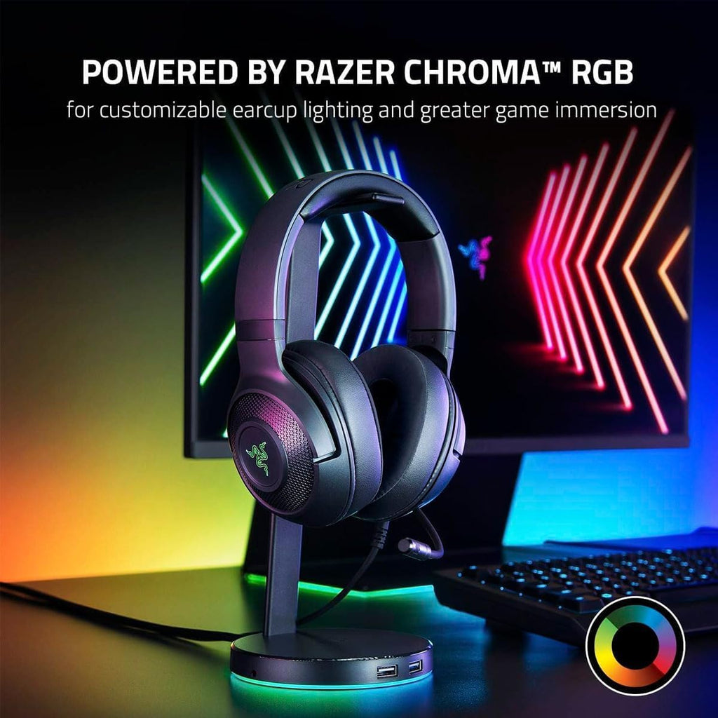 Razer Kraken V3 X - Auriculares para juegos con cable: sonido envolvente 7.1 - Controladores Triforce de 40 mm - Micrófono cardioide plegable HyperClear - Iluminación Chroma RGB - para PC - Negro