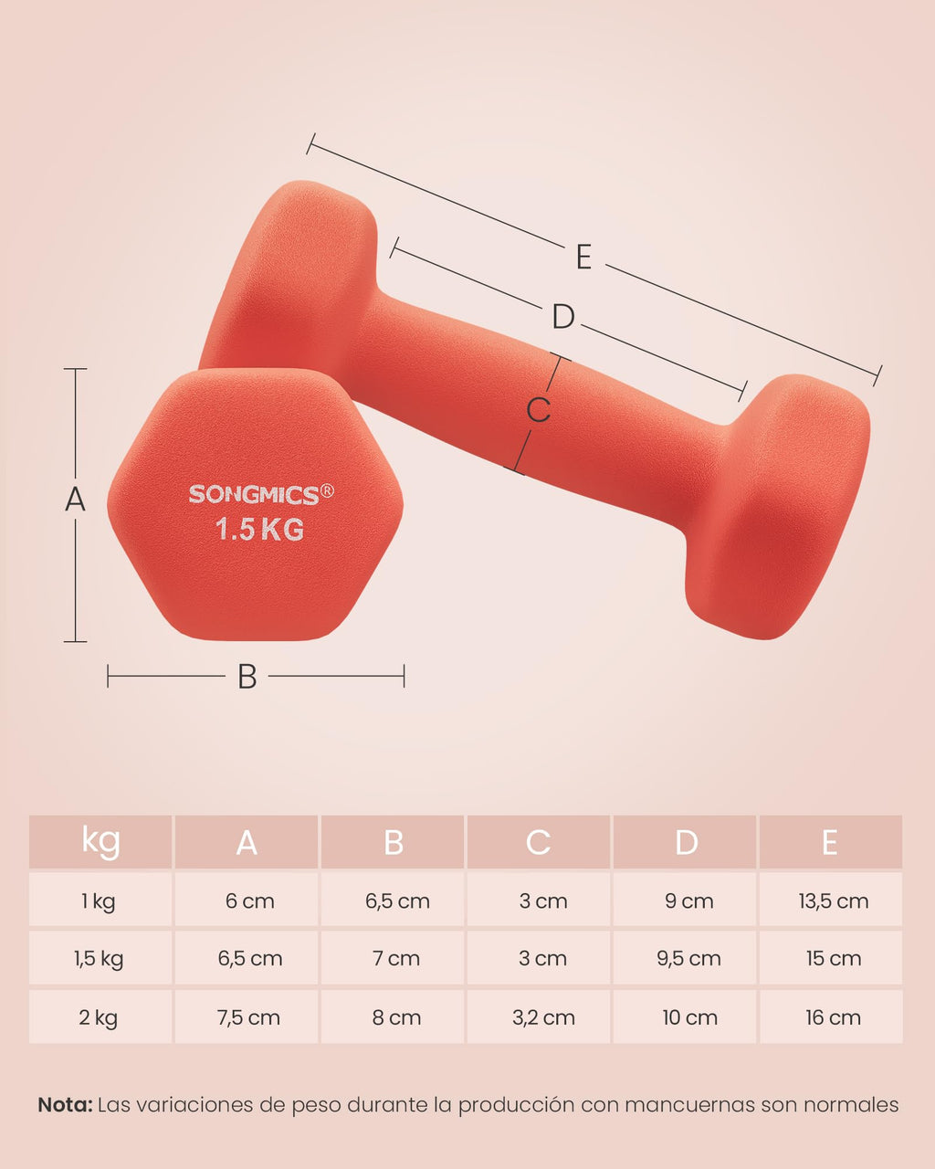 Set de 6 Mancuernas SONGMICS con Soporte – 1, 2 y 3 kg | Vinilo Antideslizante Premium