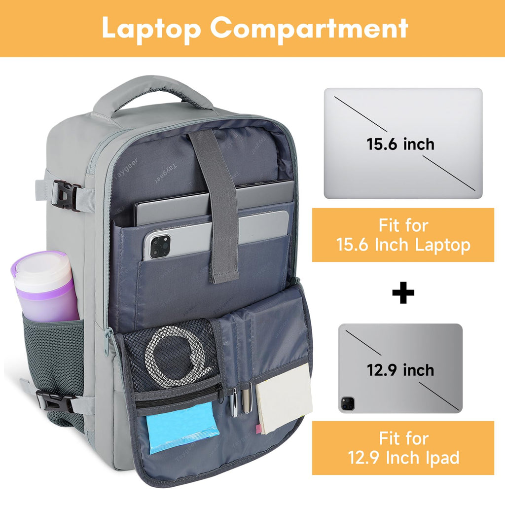 Mochila de viaje Taygeer de 35L, 10 kg para avión, para hombre y mujer, negra