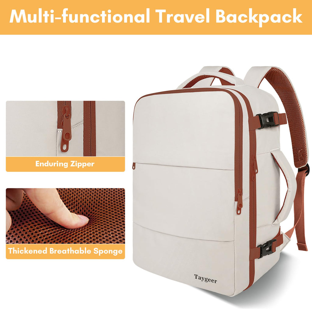 Mochila de viaje Taygeer de 35L, 10 kg para avión, para hombre y mujer, negra
