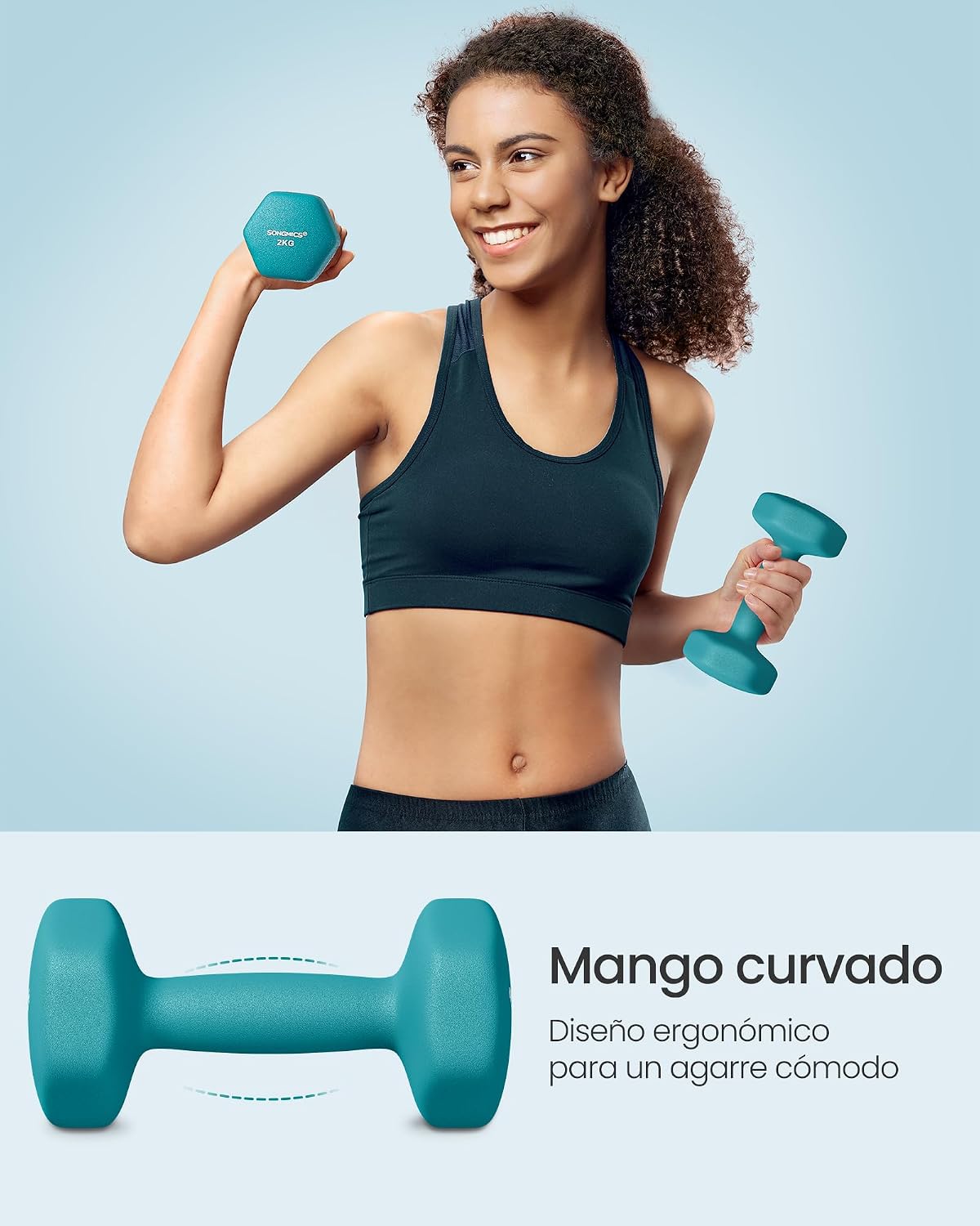 Set de 6 Mancuernas SONGMICS con Soporte – 1, 2 y 3 kg | Vinilo Antideslizante Premium