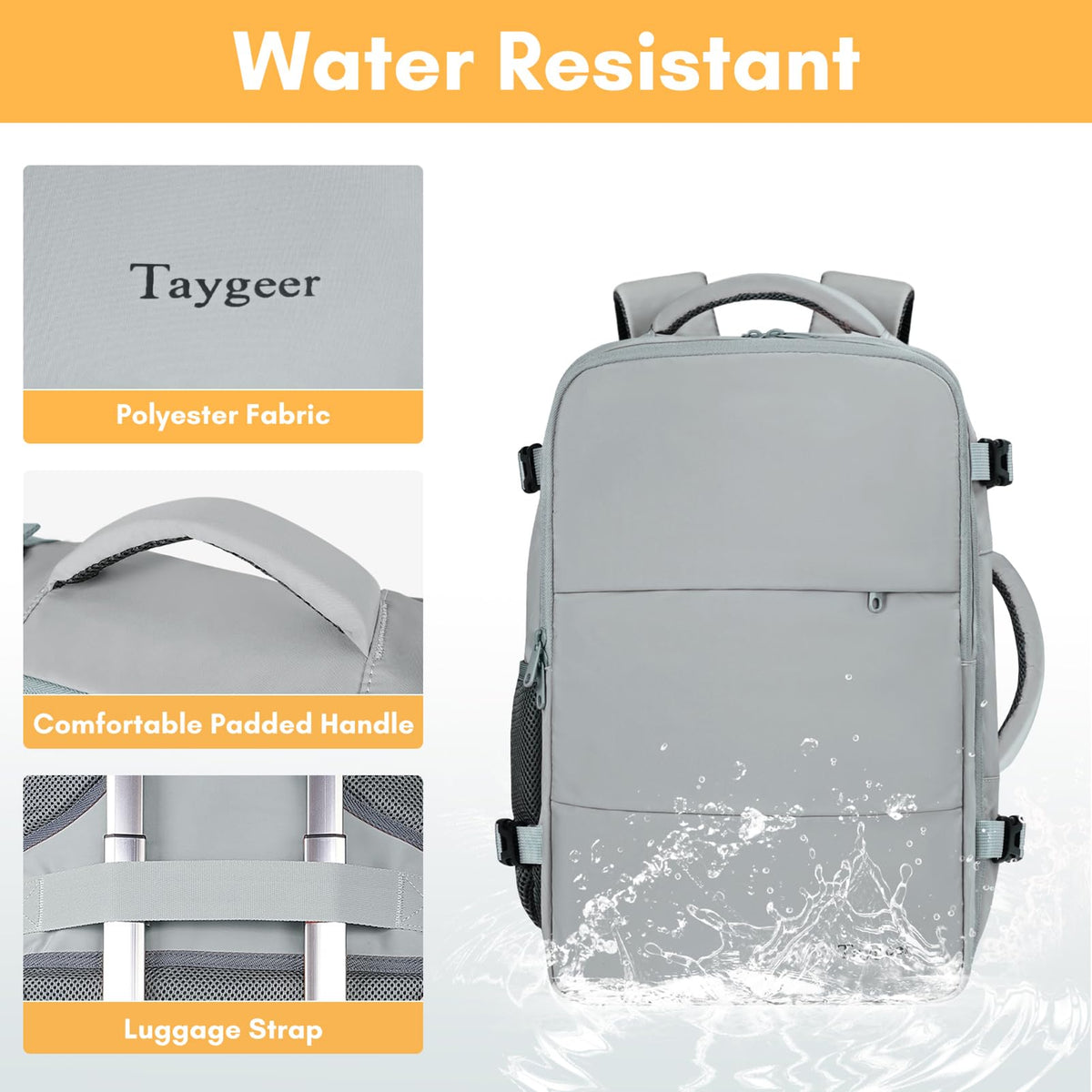 Mochila de viaje Taygeer de 35L, 10 kg para avión, para hombre y mujer, negra