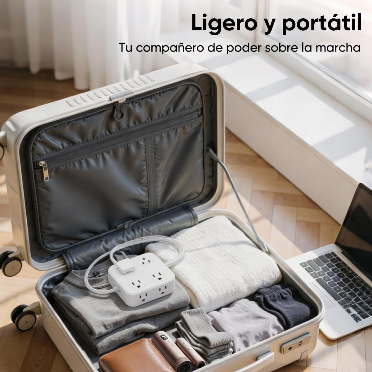LUKITO Multicontacto Regleta 12 En1, Extensión Eléctrica con Protección contra Sobrecargas, Conector Multiple para Escritorio con Cable De 1.8m, 8 Salidas CA Y 4 Puertos USB (1 USB-c)