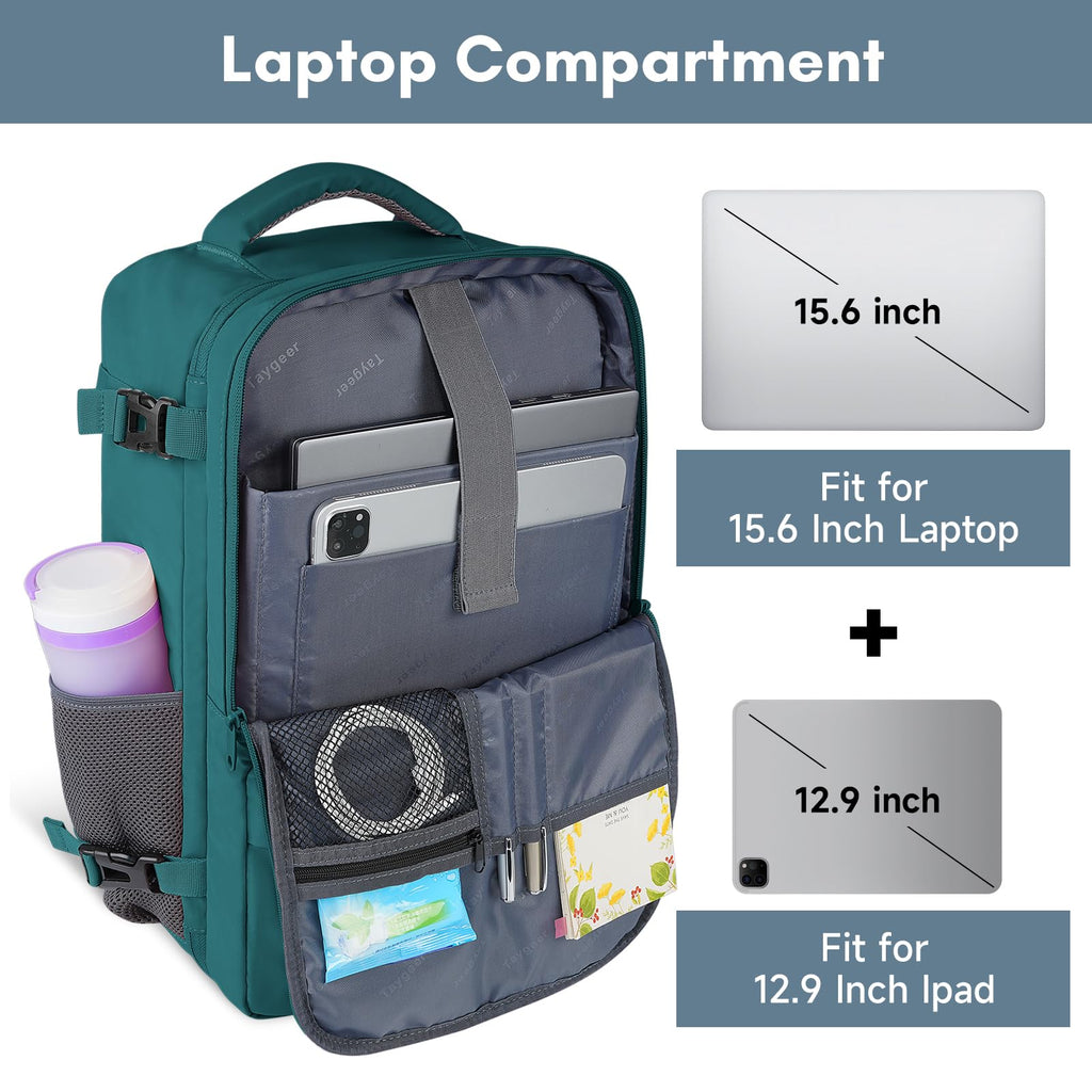 Mochila de viaje Taygeer de 35L, 10 kg para avión, para hombre y mujer, negra