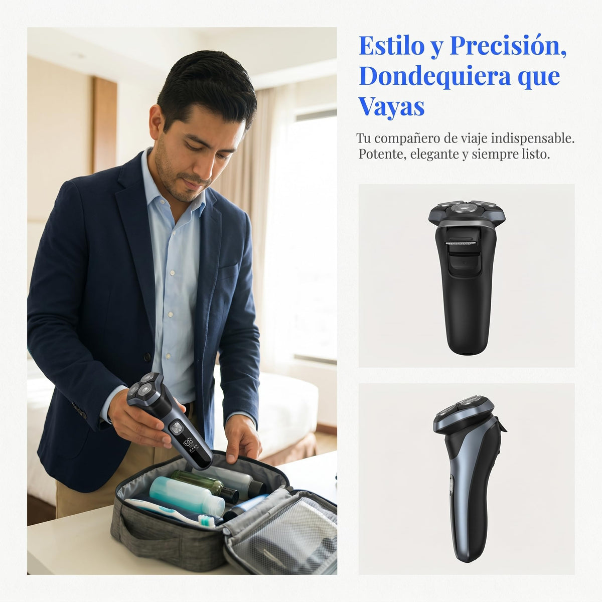 Afeitadora Eléctrica,Pantalla LED inteligente Shaver,Totalmente Lavable,Recortadora Barba Multifuncional para Barba, Nariz, Cabello