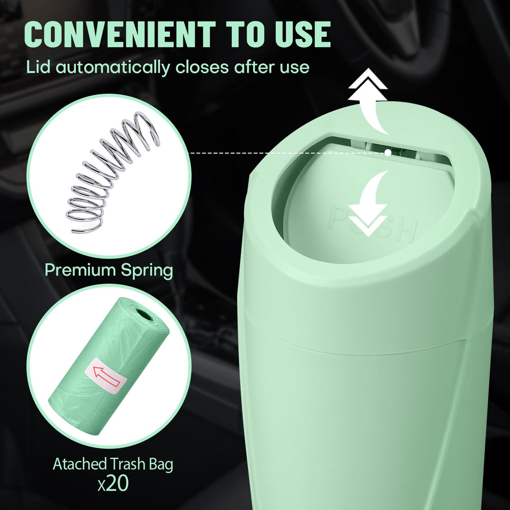 🚗 Bote de Basura para Coche con Tapa — Antiderrames + 20 Bolsas Incluidas