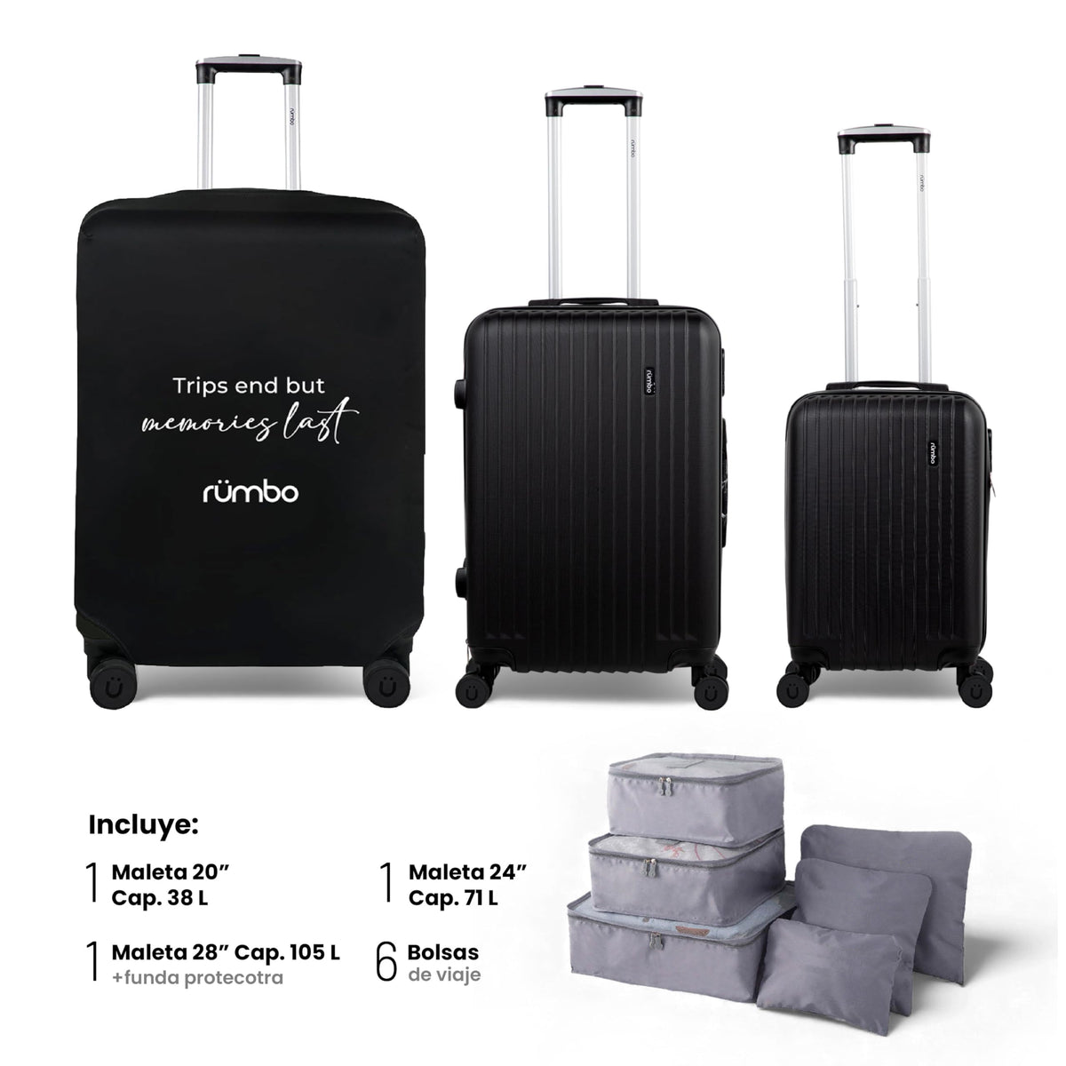 RUMBO Maleta de Cabina de 20 Pulgadas 55 × 40 × 25 con Candado