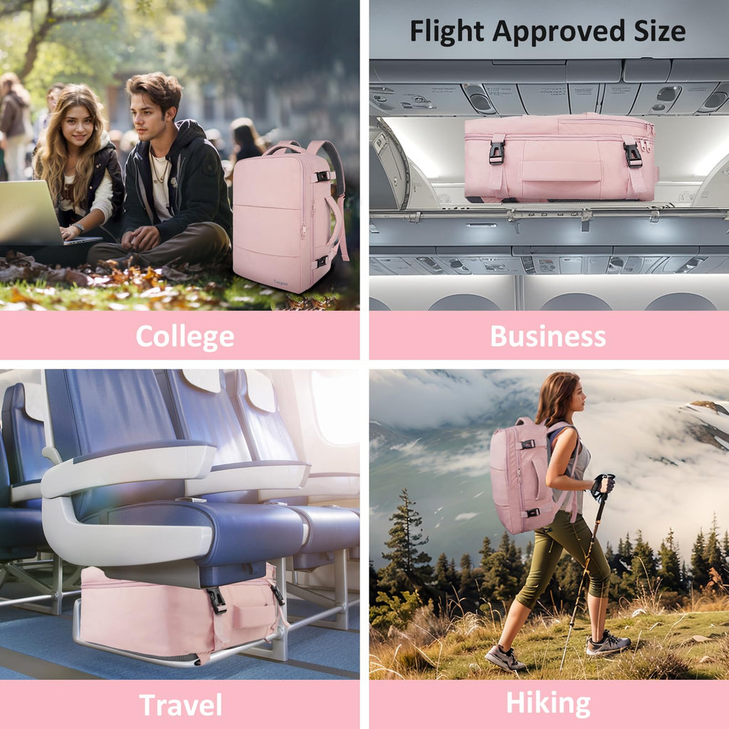 Mochila de viaje Taygeer de 35L, 10 kg para avión, para hombre y mujer, negra