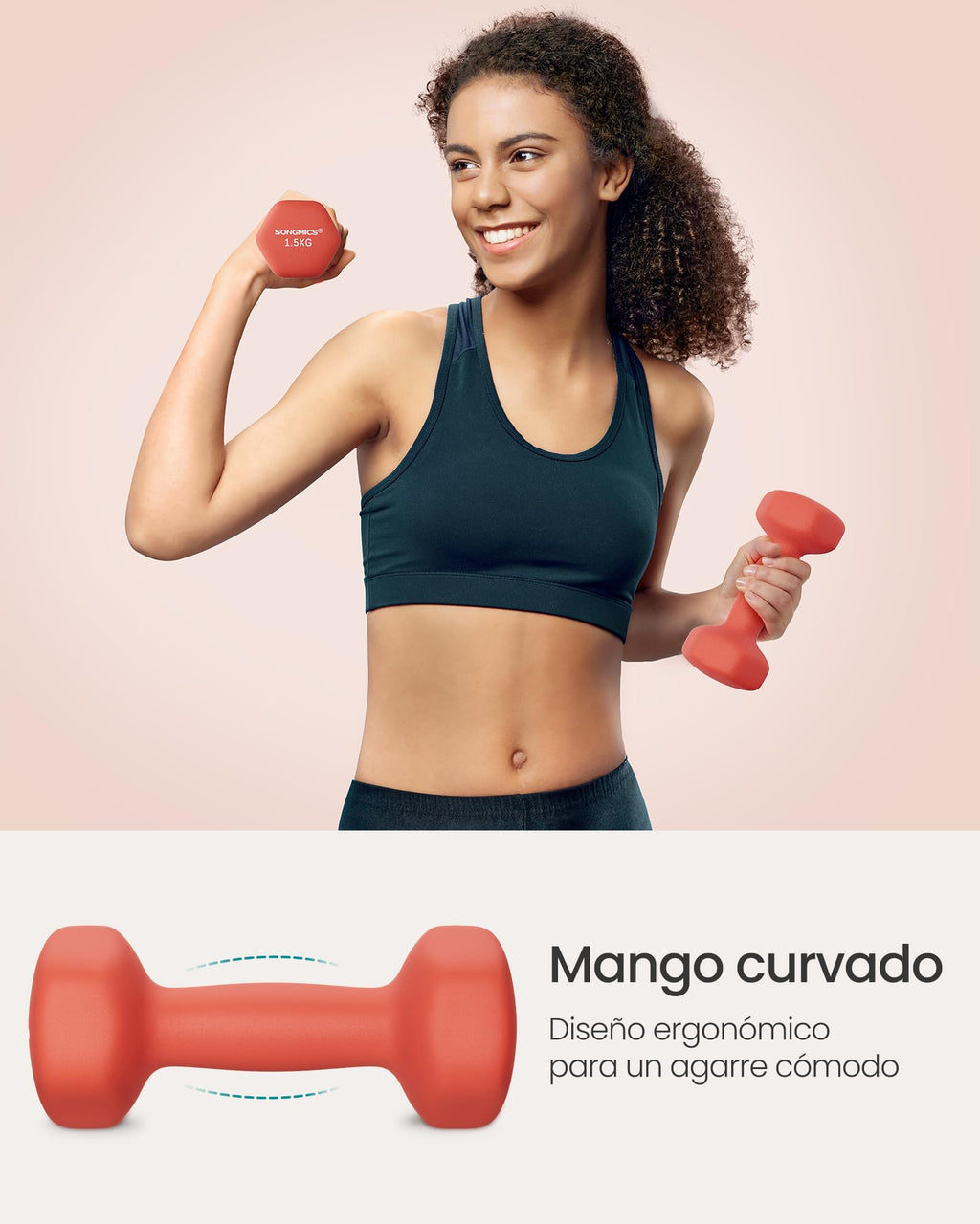 Set de 6 Mancuernas SONGMICS con Soporte – 1, 2 y 3 kg | Vinilo Antideslizante Premium