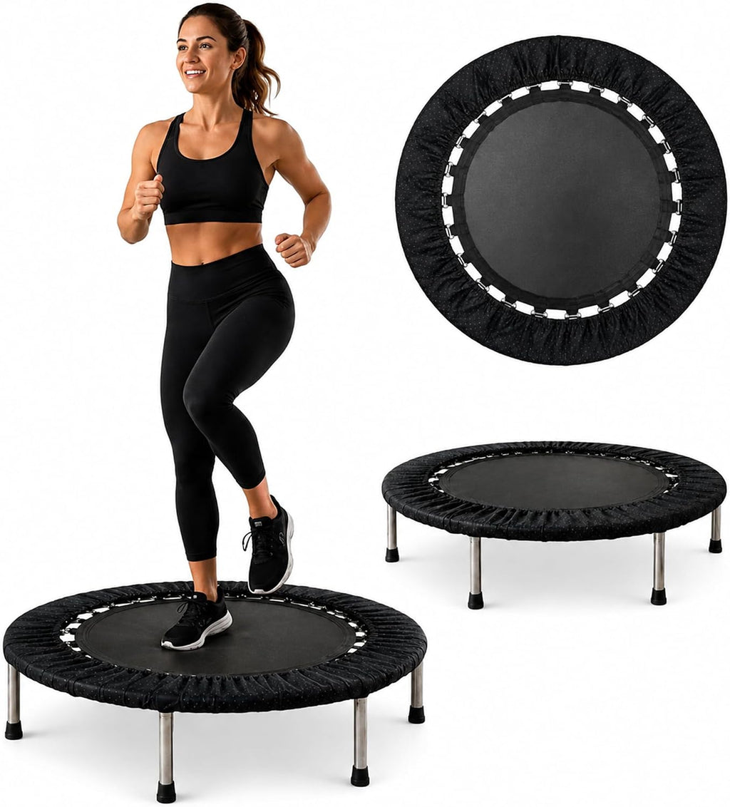 Bluelander Trampolín Fitness, Mini Trampolín para Ejercicio en Casa, Brincolín para Ejercicio, Rebotador Deportivo, Estructura de Acero, Soporta 100 kg