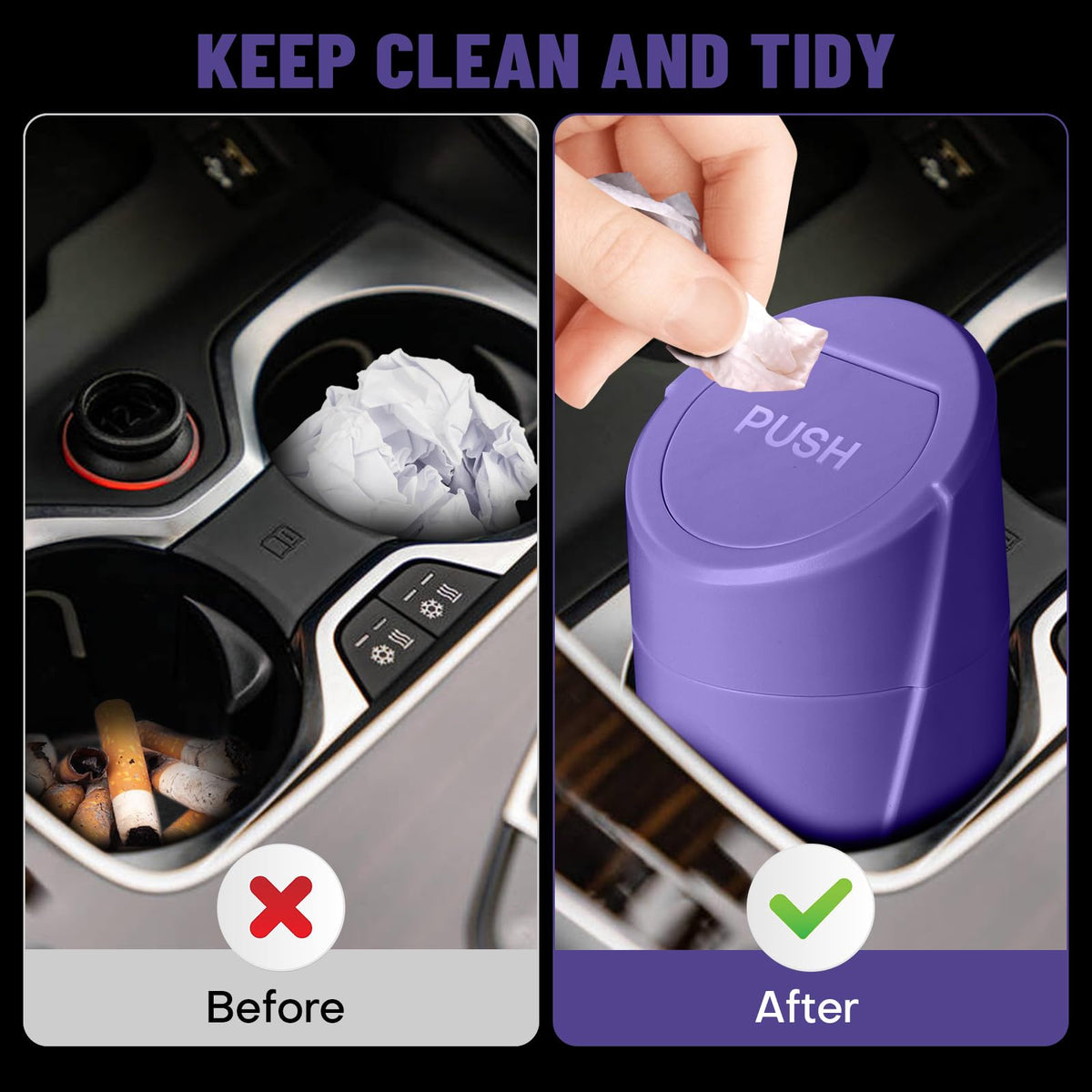 🚗 Bote de Basura para Coche con Tapa — Antiderrames + 20 Bolsas Incluidas