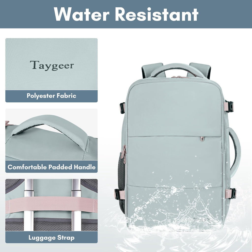 Mochila de viaje Taygeer de 35L, 10 kg para avión, para hombre y mujer, negra
