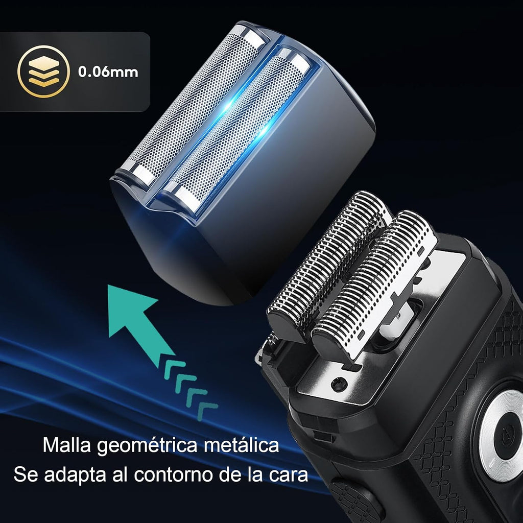Afeitadora Eléctrica 2 en 1 para Hombre | Recargable USB, Resistente al Agua, 3 Velocidades
