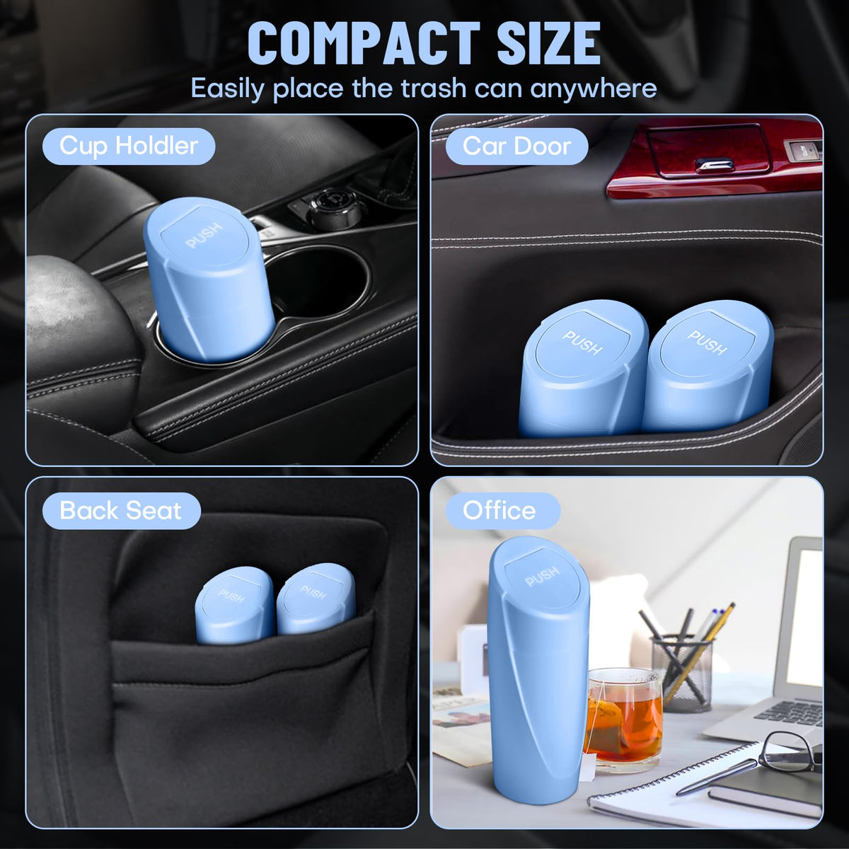 🚗 Bote de Basura para Coche con Tapa — Antiderrames + 20 Bolsas Incluidas