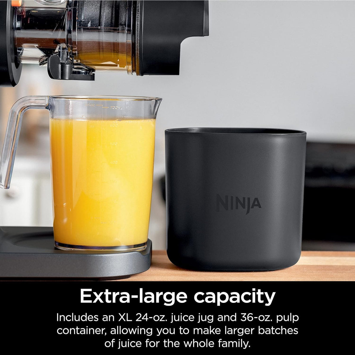 Ninja, Extractor de Jugos Prensado en Frio, Tecnologia Neverclog y Antigoteo, 2 Filtros, 2 Programas, Jarra y Contenedor de Pulpa (Reacondicionado)