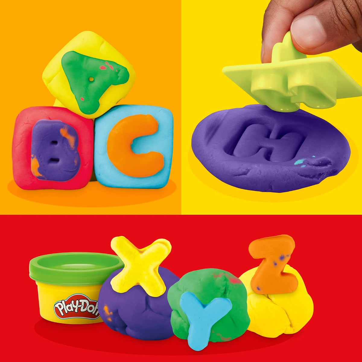 Play-Doh Set de Letras ABC – 26 Sellos + 6 Colores de Plastilina | Aprende Jugando
