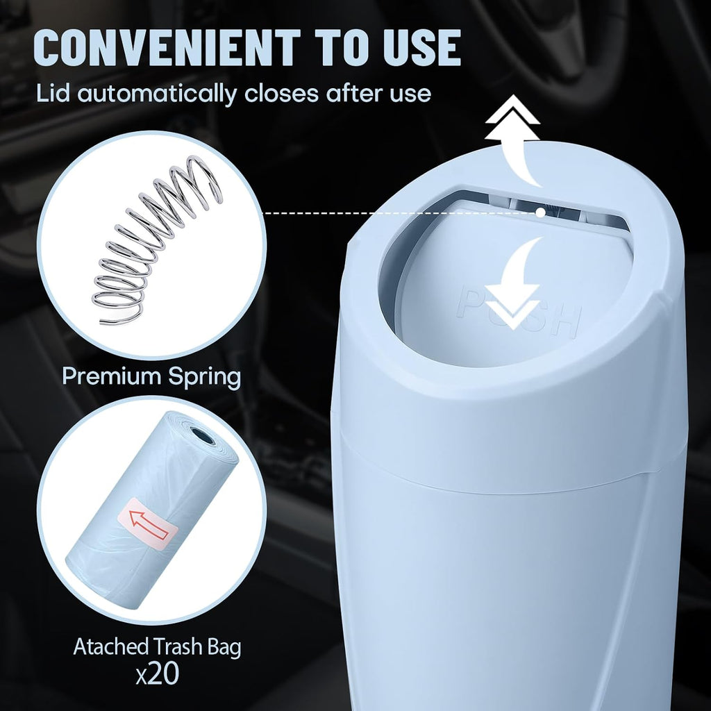 🚗 Bote de Basura para Coche con Tapa — Antiderrames + 20 Bolsas Incluidas