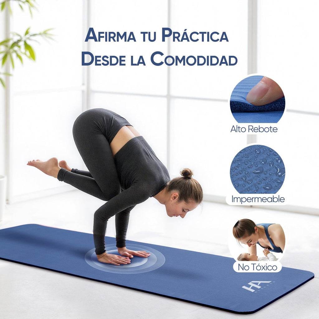 Tapete Yoga,Tapete para Ejercicio Grueso 10 mm, 183x61 cm Antideslizante NBR Pilates, para Yoga,Pilates, Estiramientos y Entrenamiento en Casa o Gimnasio