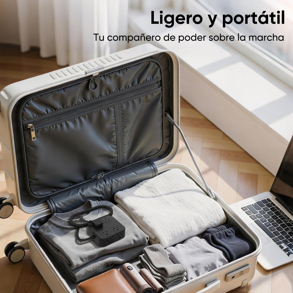 LUKITO Multicontacto Regleta 12 En1, Extensión Eléctrica con Protección contra Sobrecargas, Conector Multiple para Escritorio con Cable De 1.8m, 8 Salidas CA Y 4 Puertos USB (1 USB-c)