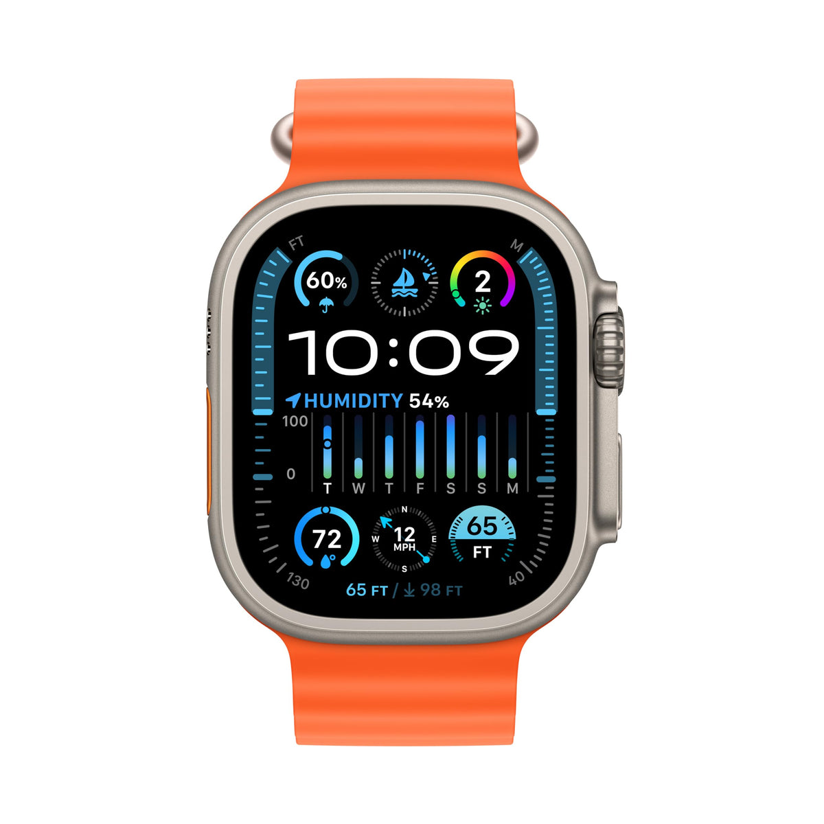 Apple Watch Ultra 2 (GPS + Cellular, 49 mm) - Caja de titanio con correa Ocean azul, talla única (Reacondicionado)