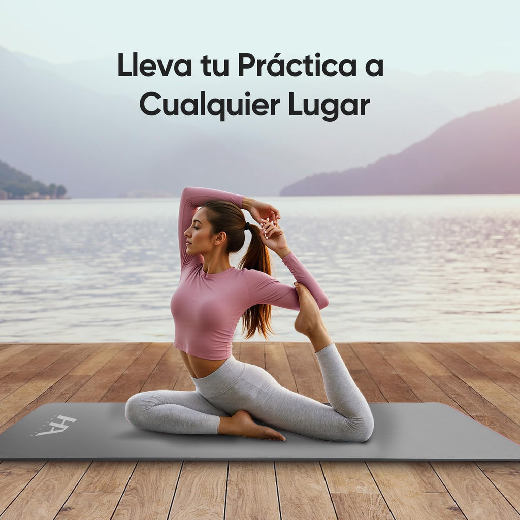 Tapete Yoga,Tapete para Ejercicio Grueso 10 mm, 183x61 cm Antideslizante NBR Pilates, para Yoga,Pilates, Estiramientos y Entrenamiento en Casa o Gimnasio