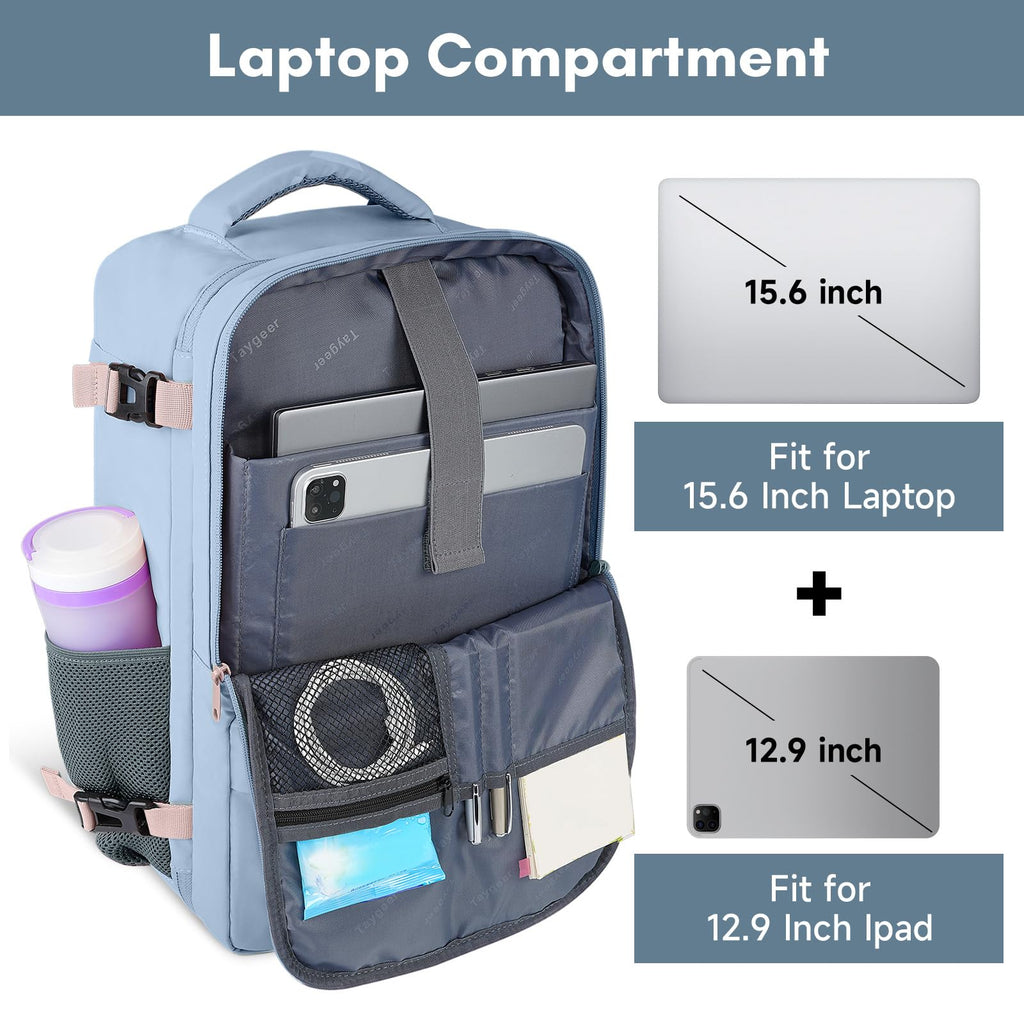 Mochila de viaje Taygeer de 35L, 10 kg para avión, para hombre y mujer, negra