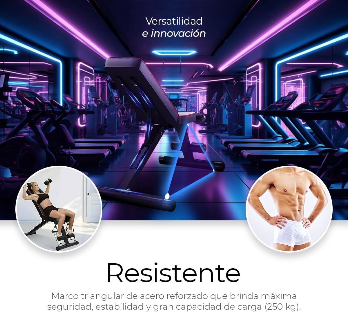 Banco de Pesas Ajustable Raganet 7 Posiciones – Plegable hasta 250 kg | Incluye 2 Ligas