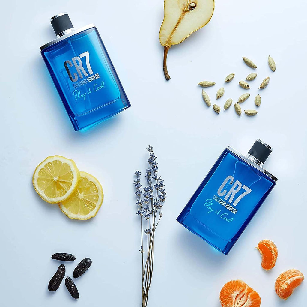 CRISTIANO RONALDO CR7 Play It Cool - Mezcla de cítricos brillantes y notas aromáticas de fougere, EDT Spray 100 ml