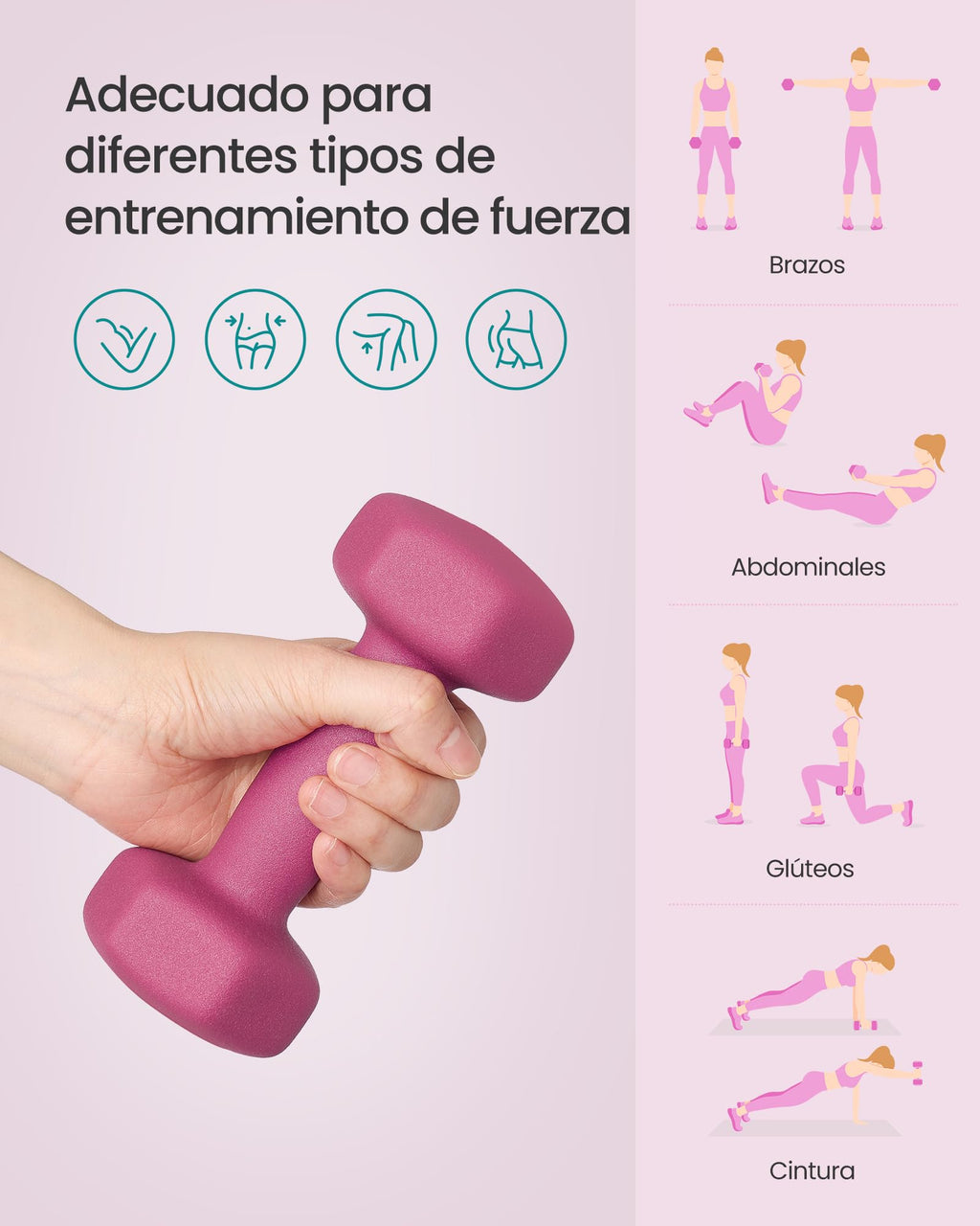 Set de 6 Mancuernas SONGMICS con Soporte – 1, 2 y 3 kg | Vinilo Antideslizante Premium