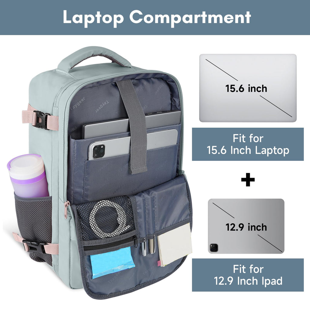 Mochila de viaje Taygeer de 35L, 10 kg para avión, para hombre y mujer, negra