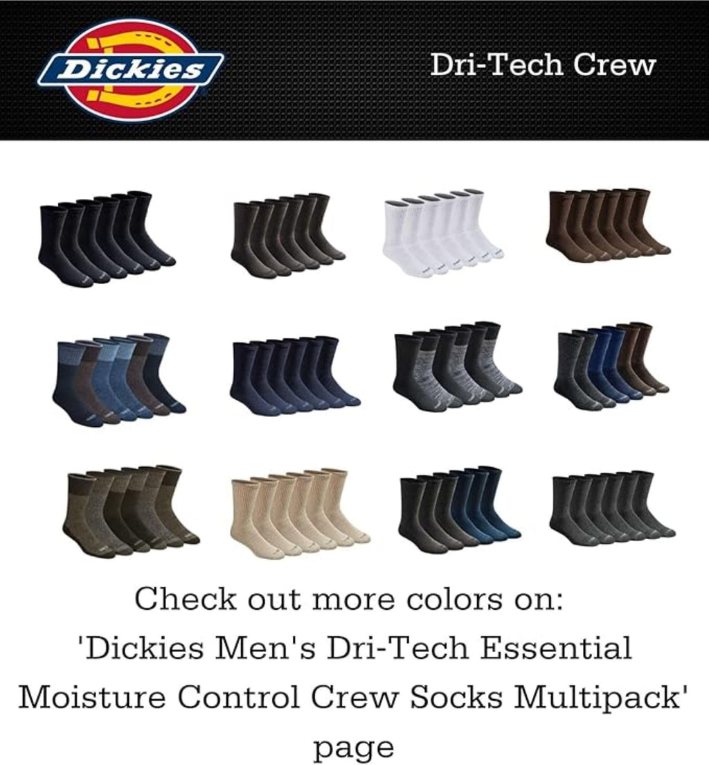 Calcetines Dickies Dri-tech Original para hombre con control de humedad, estilo crew, disponibles en tallas M-XXL (paquetes de 6, 12 y 18 pares)
