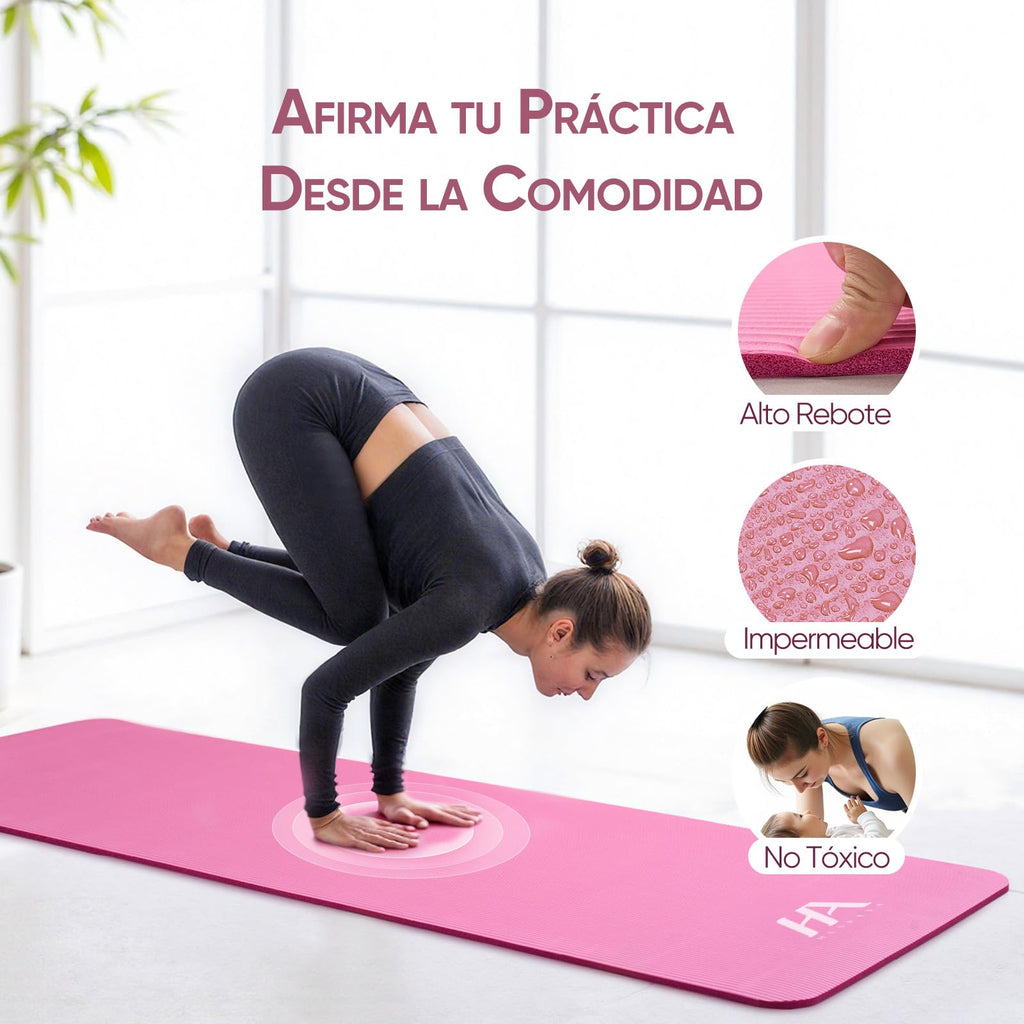 Tapete Yoga,Tapete para Ejercicio Grueso 10 mm, 183x61 cm Antideslizante NBR Pilates, para Yoga,Pilates, Estiramientos y Entrenamiento en Casa o Gimnasio
