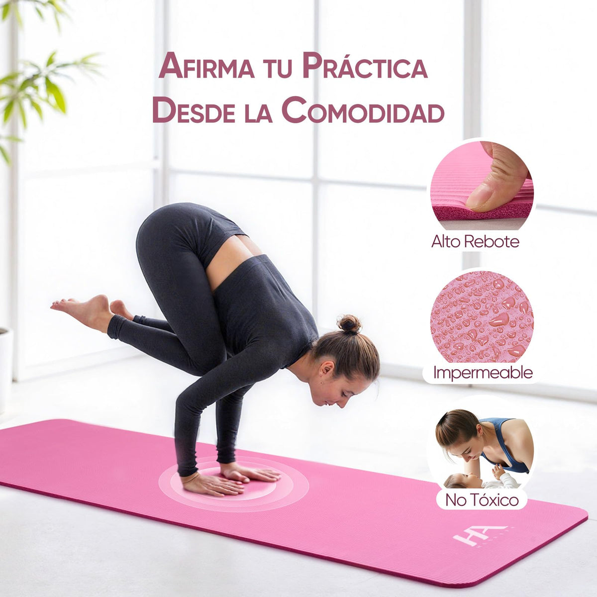 Tapete Yoga,Tapete para Ejercicio Grueso 10 mm, 183x61 cm Antideslizante NBR Pilates, para Yoga,Pilates, Estiramientos y Entrenamiento en Casa o Gimnasio