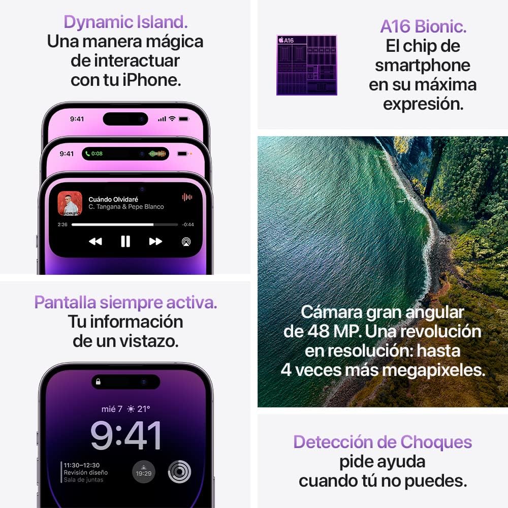Apple iPhone 14 Pro 256GB Morado Oscuro Desbloqueado (Reacondicionado) Esim