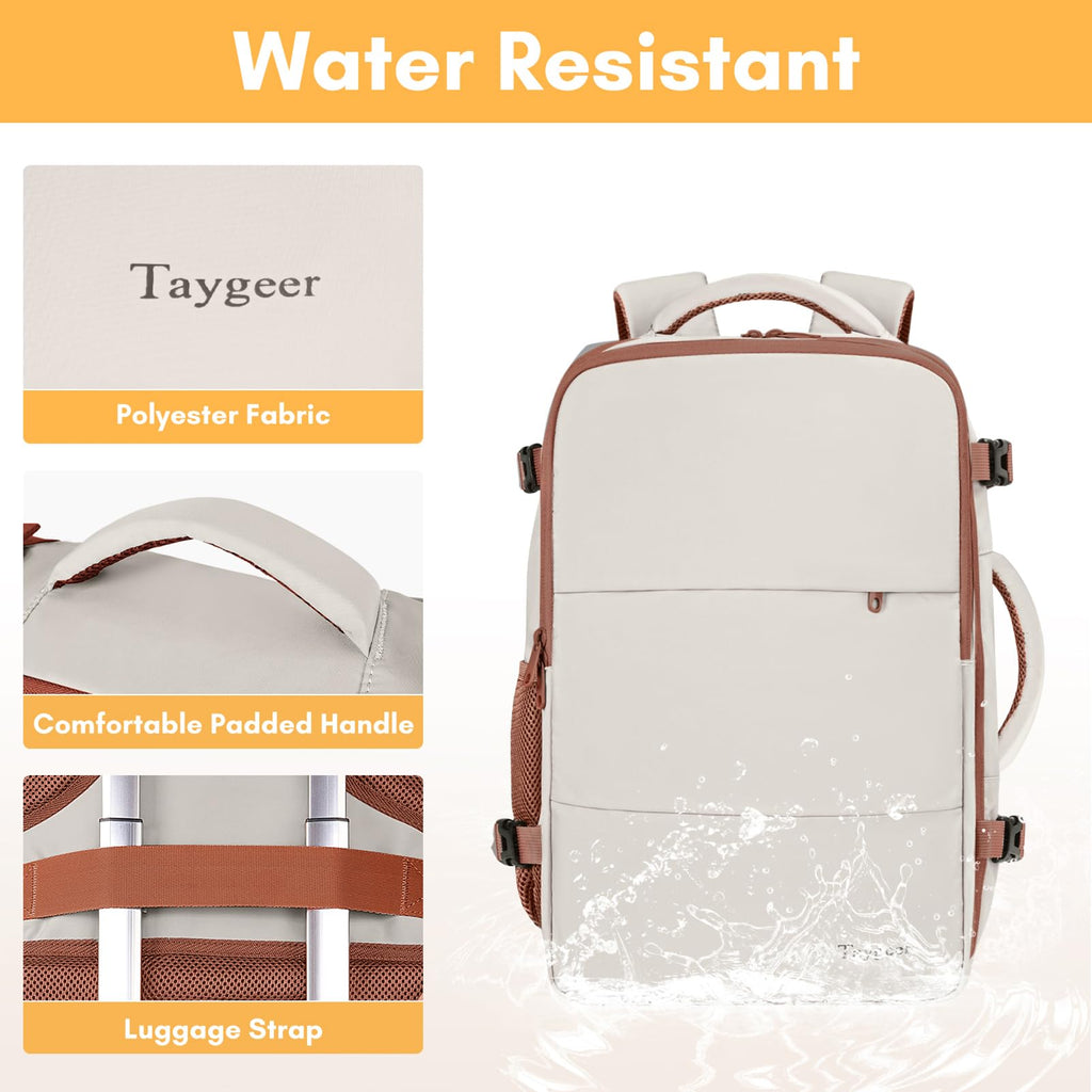 Mochila de viaje Taygeer de 35L, 10 kg para avión, para hombre y mujer, negra