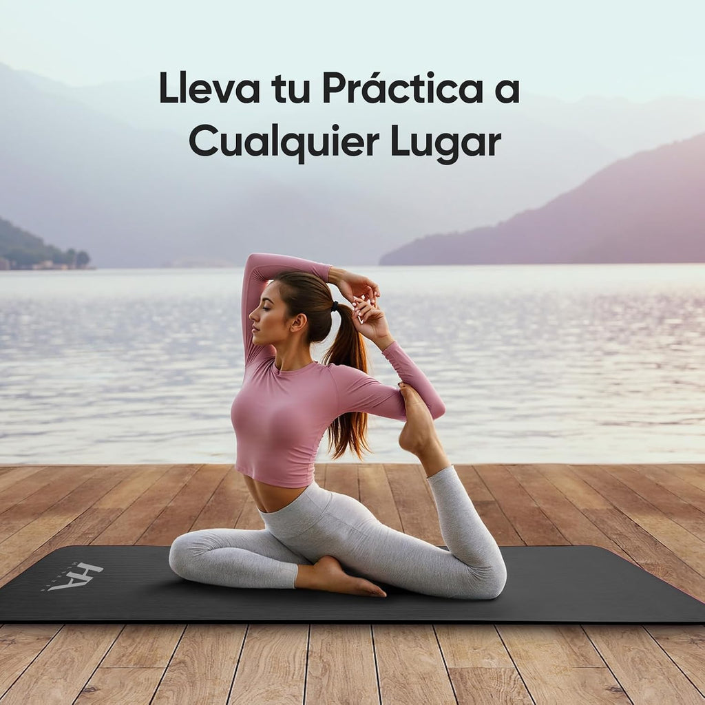 Tapete Yoga,Tapete para Ejercicio Grueso 10 mm, 183x61 cm Antideslizante NBR Pilates, para Yoga,Pilates, Estiramientos y Entrenamiento en Casa o Gimnasio
