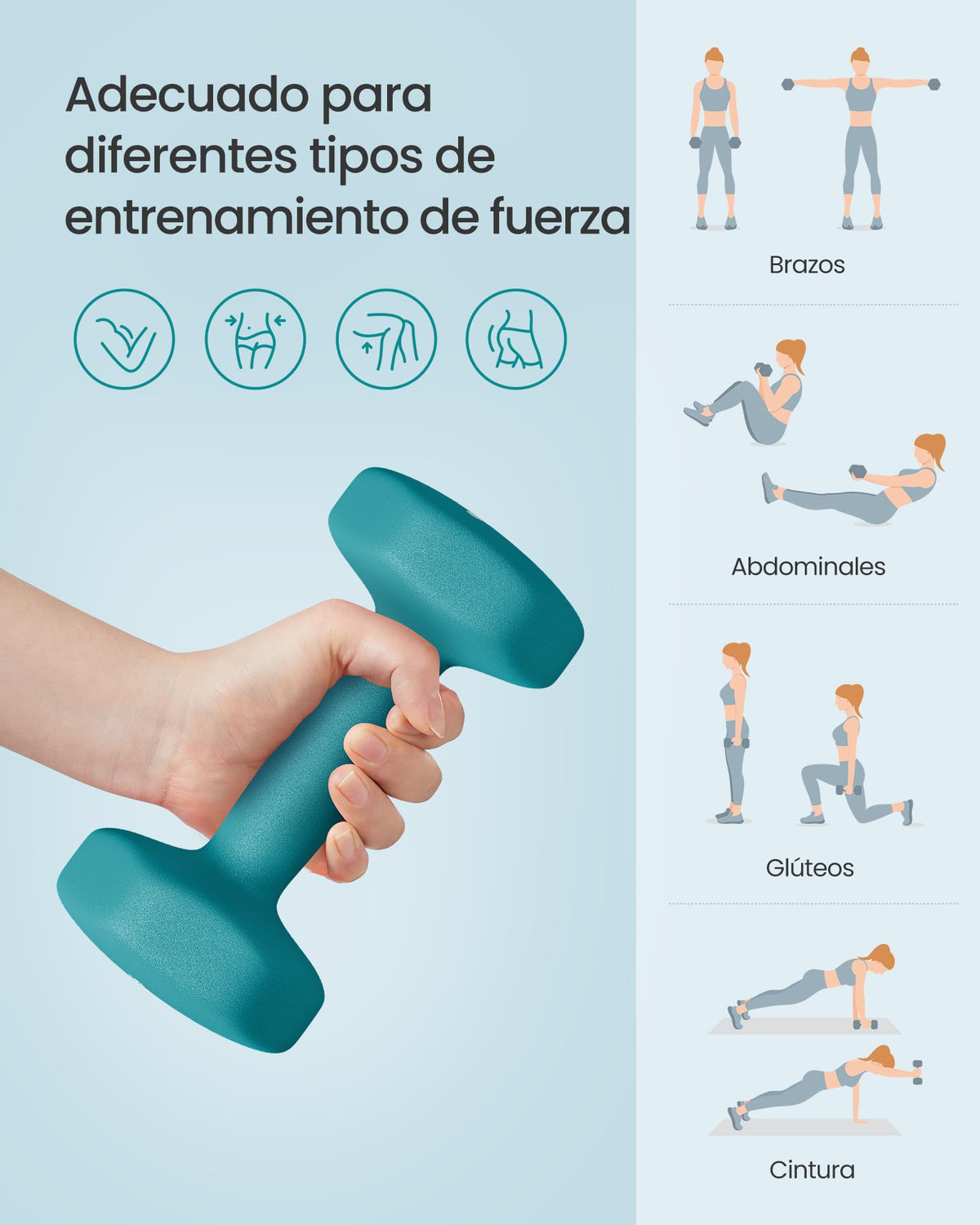 Set de 6 Mancuernas SONGMICS con Soporte – 1, 2 y 3 kg | Vinilo Antideslizante Premium