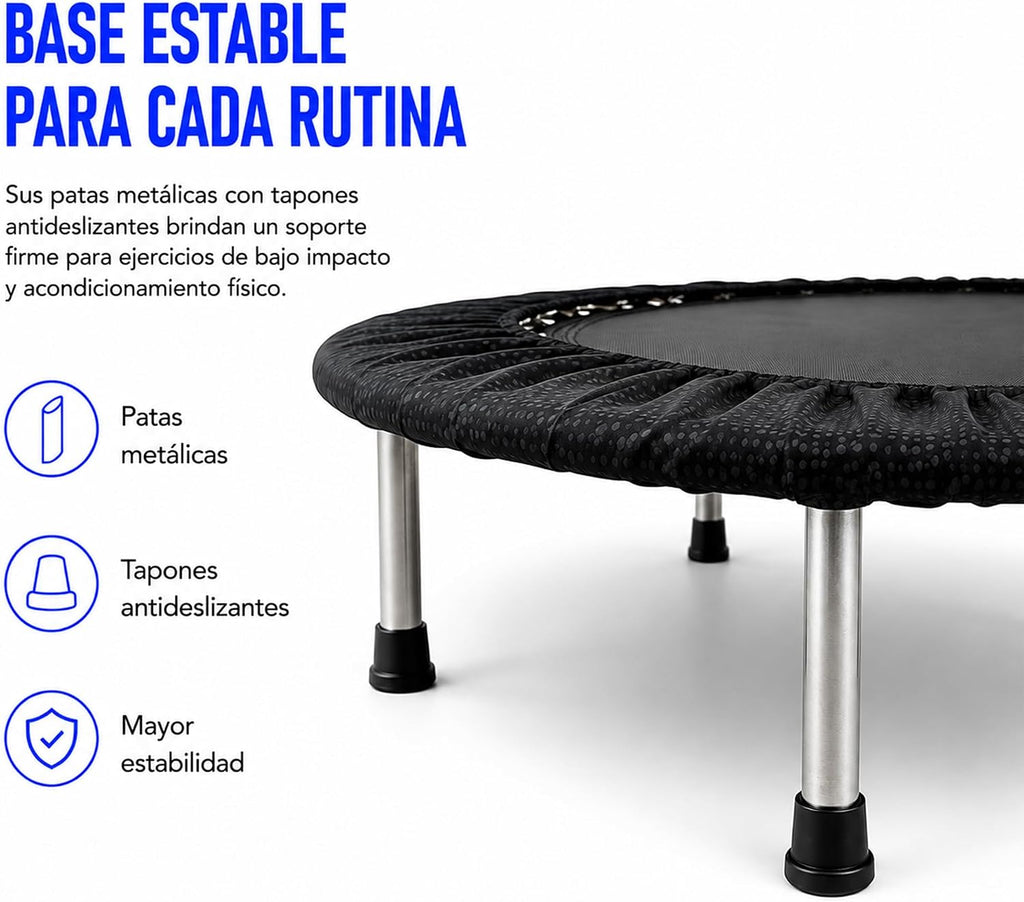 Bluelander Trampolín Fitness, Mini Trampolín para Ejercicio en Casa, Brincolín para Ejercicio, Rebotador Deportivo, Estructura de Acero, Soporta 100 kg