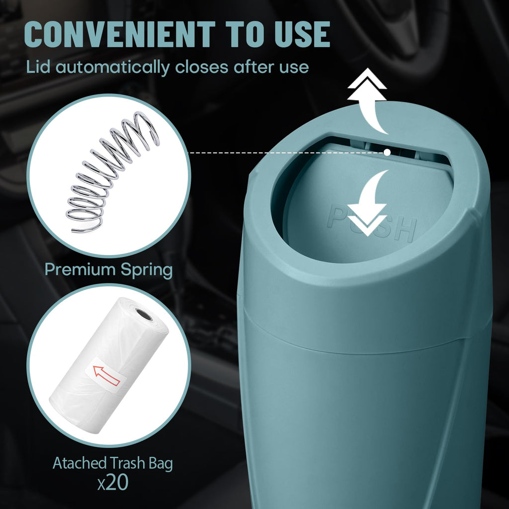 🚗 Bote de Basura para Coche con Tapa — Antiderrames + 20 Bolsas Incluidas