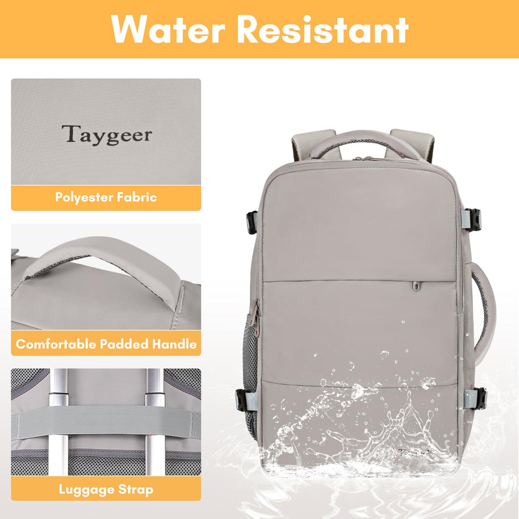 Mochila de viaje Taygeer de 35L, 10 kg para avión, para hombre y mujer, negra