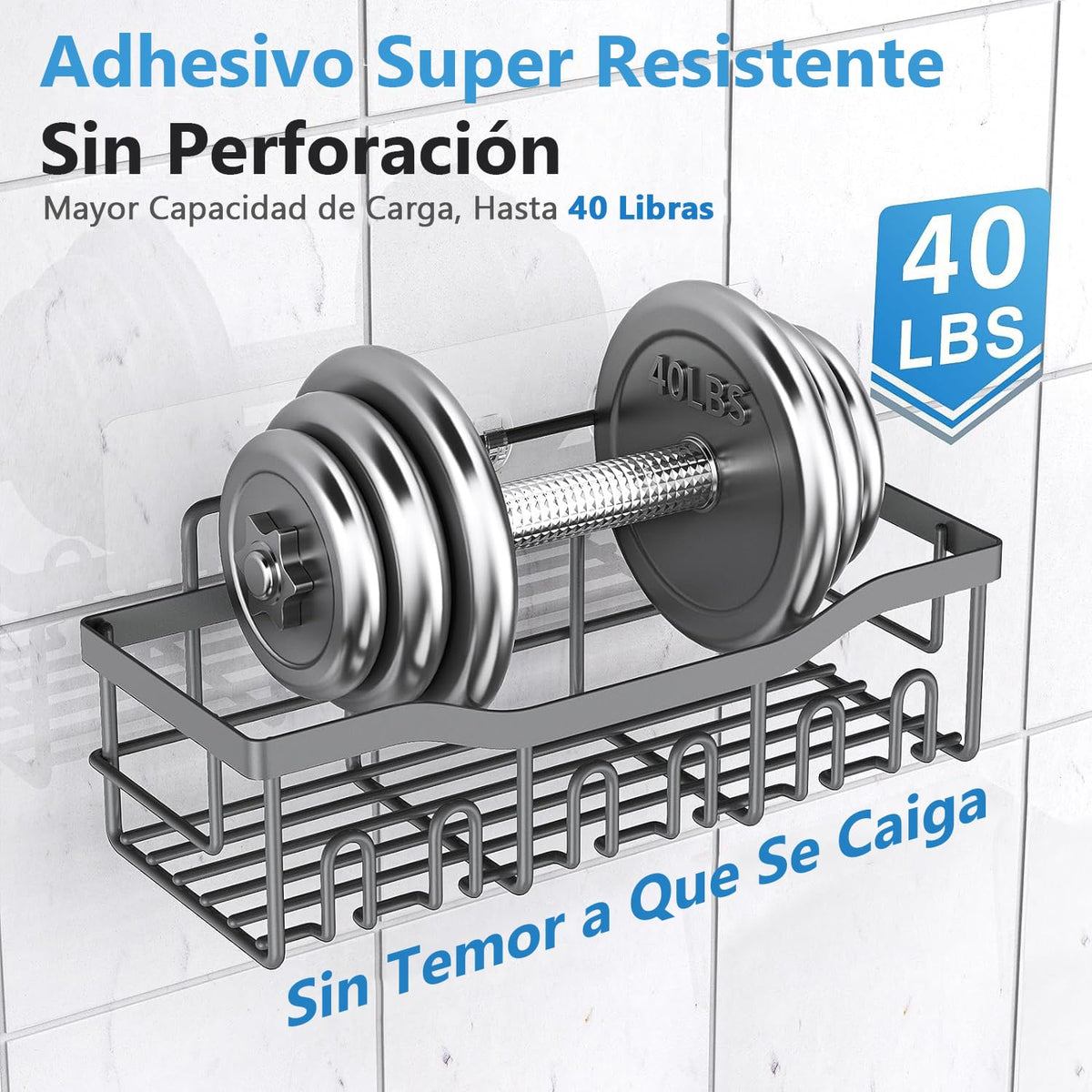 Paquete de 5 estantes para ducha con adhesivos, jabonera, cesta organizadora a prueba de óxido, sin taladrar, estante de almacenamiento (Paquete de 5)