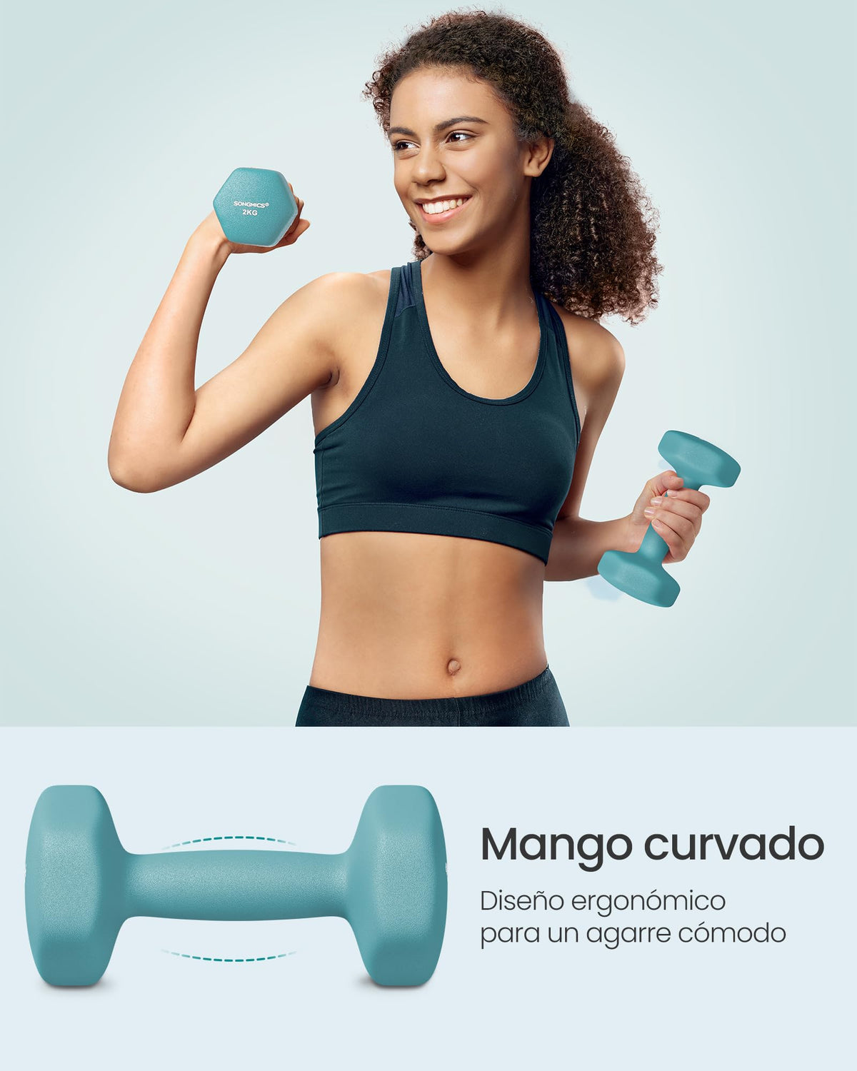 Set de 6 Mancuernas SONGMICS con Soporte – 1, 2 y 3 kg | Vinilo Antideslizante Premium