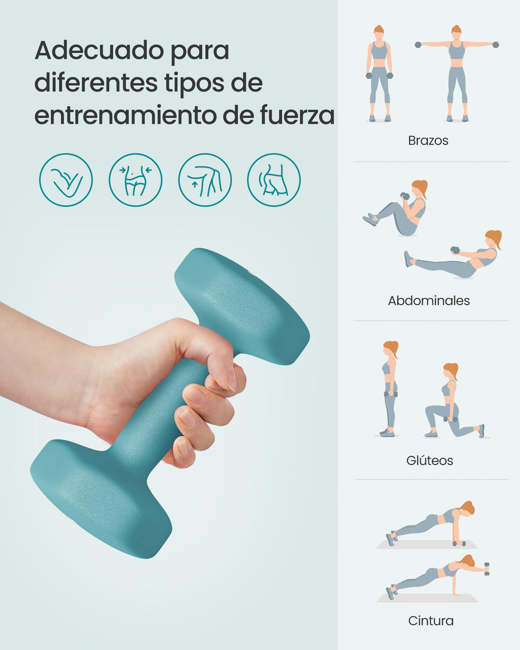 Set de 6 Mancuernas SONGMICS con Soporte – 1, 2 y 3 kg | Vinilo Antideslizante Premium
